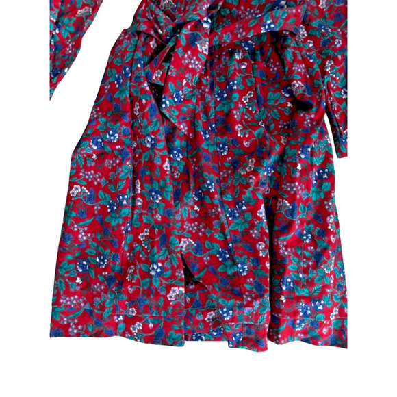 Vintage Jenny Mcdowell Girls Floral Dress Red Blue Velvet Button England Size 6 - Picture 3 of 11